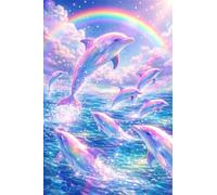 Jigsaw Puzzles for Adults 700 Pieces,Rainbow Dolphins Scenery puzzles for adults,Classic Educational Games DIY Handwork Puzzle for Home Decor Gift