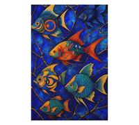 Jigsaw Puzzles for Adults 75x50cm/1000pcs Abstract Fantasy #61 - Colorful Fish Stained Glass Style Adult Puzzles Relaxing Games Hand Speed Race Gifts for Friends And Family 75x50cm/1000pcs