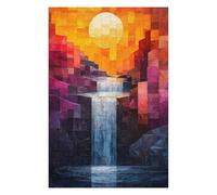 Jigsaw Puzzles for Adults 75x50cm/1000pcs Abstract Waterfall Landscape with Geometric Style Teenagers Puzzles Family Games Analysis And Logic Challenging Game Gifts 75x50cm/1000pcs