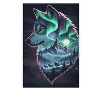 Jigsaw Puzzles for Adults 75x50cm/1000pcs Alpha Wolf - Double Exposure Night Landscape Wall Art Jigsaws for Adults Relaxing Games Improve Memory for Birthday, Chrismas 75x50cm/1000pcs