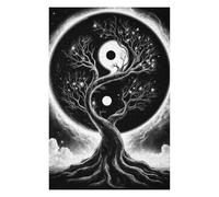 Jigsaw Puzzles for Adults 75x50cm/1000pcs Black And White Yin Yang Space Tree Adult Jigsaw Toy Wall Decor Precision Cutting Fun Activities at Home 75x50cm/1000pcs