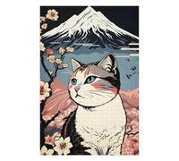 Jigsaw Puzzles for Adults 75x50cm/1000pcs Cat Mount Fuji Cherry Blossoms Puzzles for Adults Fun Games Difficult Challenge Unique Birthday And Xmas Gifts 75x50cm/1000pcs
