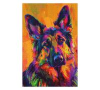 Jigsaw Puzzles for Adults 75x50cm/1000pcs Colorful German Shepherd Portrait Adult Puzzles Hands-on Game Stress Reliever Fun at Home Activities, 75x50cm/1000pcs