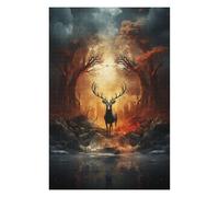 Jigsaw Puzzles for Adults 75x50cm/1000pcs Deer in The Enchanted Forest Adult Puzzles DIY Toys A Work of Art Unique Birthday And Xmas Gifts 75x50cm/1000pcs