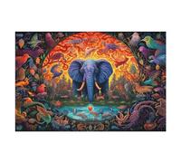 Jigsaw Puzzles for Adults 75x50cm/1000pcs Enchanted Forest Elephant Amidst Colorful Birds Jigsaws for Adults Fun Games Perfect Decoration Challenging To Complete 75x50cm/1000pcs