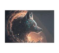 Jigsaw Puzzles for Adults 75x50cm/1000pcs Fantasy Wolf Portrait Artwork Jigsaw Relaxing Games Analysis And Logic Unique Birthday And Xmas Gifts 75x50cm/1000pcs