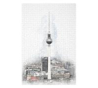Jigsaw Puzzles for Adults 75x50cm/1000pcs Fernsehturm Tower Berlin Jigsaw for Adults Brain Teaser Game A Work of Art Birthday Present, Gifts, 75x50cm/1000pcs
