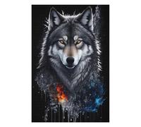 Jigsaw Puzzles for Adults 75x50cm/1000pcs Flame And Ice Wolf Artwork Jigsaws for Adults Relaxing Games Difficult Challenge Christmas Birthday Gifts 75x50cm/1000pcs