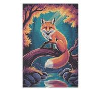 Jigsaw Puzzles for Adults 75x50cm/1000pcs Fox on A Branch by A River Teenagers Puzzles Family Games Staycation Kill Time Unique Birthday And Xmas Gifts 75x50cm/1000pcs