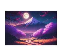 Jigsaw Puzzles for Adults 75x50cm/1000pcs Full Moon Over Cherry Blossom Mountains Jigsaws for Adults Fun Games Perfect Decoration Challenging To Complete 75x50cm/1000pcs