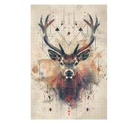 Jigsaw Puzzles for Adults 75x50cm/1000pcs Geometric Deer Portrait with Abstract Patterns Jigsaw Puzzle Anti-Stress Toys Hand Speed Race Gifts for Friends And Family 75x50cm/1000pcs