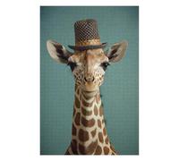 Jigsaw Puzzles for Adults 75x50cm/1000pcs Giraffe Animal Hat Adult Jigsaw Toy Wall Decor Precision Cutting Fun Activities at Home 75x50cm/1000pcs