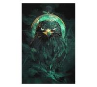 Jigsaw Puzzles for Adults 75x50cm/1000pcs Green Eagle Falcon Bird with Moon Puzzles for Adults Fun Games Difficult Challenge Unique Birthday And Xmas Gifts 75x50cm/1000pcs