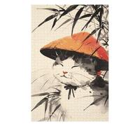 Jigsaw Puzzles for Adults 75x50cm/1000pcs Happy Bamboo Japanese Cat Puzzles for Adults Relax Games Presents for Women Fun Activities at Home 75x50cm/1000pcs