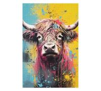 Jigsaw Puzzles for Adults 75x50cm/1000pcs Highlander Cow Pop Art Adult Jigsaw Puzzle Brain Teaser Game A Work of Art Challenging To Complete 75x50cm/1000pcs