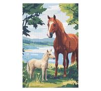 Jigsaw Puzzles for Adults 75x50cm/1000pcs Horse And Foal by The Lake Puzzles for Adults Fun Games Difficult Challenge Unique Birthday And Xmas Gifts 75x50cm/1000pcs
