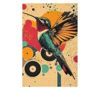 Jigsaw Puzzles for Adults 75x50cm/1000pcs Hummingbird with Abstract Background Hummingbird Vibrant Poster Adult Puzzles Hands-on Game Stress Reliever Fun at Home Activities, 75x50cm/1000pcs