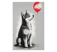 Jigsaw Puzzles for Adults 75x50cm/1000pcs Husky Red Balloon Puzzles for Adults Relax Games Presents for Women Fun Activities at Home 75x50cm/1000pcs