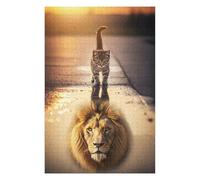 Jigsaw Puzzles for Adults 75x50cm/1000pcs Kitten Lion Reflection Puzzle for Adults Relaxing Games Stress Reliever Help The Brain Exercise 75x50cm/1000pcs