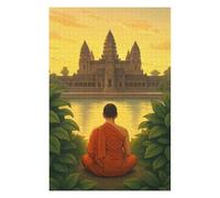 Jigsaw Puzzles for Adults 75x50cm/1000pcs Monk Meditating at Angkor Wat Temple Jigsaw Puzzle DIY Toys Enhance Memory Gifts for Friends And Family 75x50cm/1000pcs