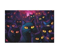 Jigsaw Puzzles for Adults 75x50cm/1000pcs Neon Cats A Glowing Gathering Jigsaws for Adults Fun Games Perfect Decoration Challenging To Complete 75x50cm/1000pcs