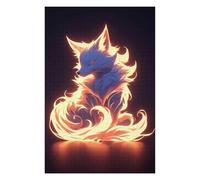 Jigsaw Puzzles for Adults 75x50cm/1000pcs Neon Fire Kitsune Fox Jigsaw for Adults DIY Toys Analysis And Logic Great Gift for Gaming 75x50cm/1000pcs