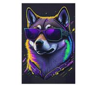 Jigsaw Puzzles for Adults 75x50cm/1000pcs Neon Wolf Sunglasses Art -1 Puzzle for Adults Brain Teaser Game Precision Cutting Great Gift for Gaming 75x50cm/1000pcs