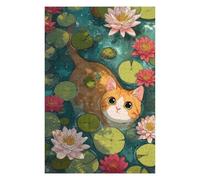 Jigsaw Puzzles for Adults 75x50cm/1000pcs Orange Cat Swim in Lily Pond Puzzles for Adults Fun Games Difficult Challenge Unique Birthday And Xmas Gifts 75x50cm/1000pcs