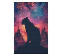 Jigsaw Puzzles for Adults 75x50cm/1000pcs Panther Silhouette Galaxy Jigsaw for Adults Relax Games For Family Fun Christmas Birthday Gifts 75x50cm/1000pcs