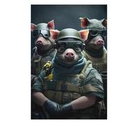 Jigsaw Puzzles for Adults 75x50cm/1000pcs Pigs in Military Gear Jigsaw for Adults Toy Wall Decor Presents for Women Great Gift for Gaming 75x50cm/1000pcs
