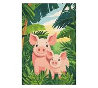 Jigsaw Puzzles for Adults 75x50cm/1000pcs Pigs in The Jungle Puzzles for Adults Fun Games Difficult Challenge Unique Birthday And Xmas Gifts 75x50cm/1000pcs