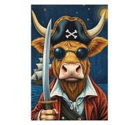 Jigsaw Puzzles for Adults 75x50cm/1000pcs Pirate Cow with Sword Puzzles for Adults Relax Games Presents for Women Fun Activities at Home 75x50cm/1000pcs
