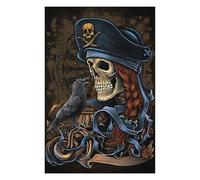 Jigsaw Puzzles for Adults 75x50cm/1000pcs Pirate Skull with Raven Jigsaw for Adults Toy Wall Decor Presents for Women Great Gift for Gaming 75x50cm/1000pcs