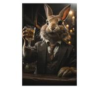 Jigsaw Puzzles for Adults 75x50cm/1000pcs Rabbit Drinking Whiskey Jigsaw for Adults Relax Games For Family Fun Christmas Birthday Gifts 75x50cm/1000pcs