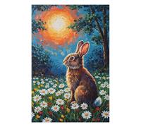 Jigsaw Puzzles for Adults 75x50cm/1000pcs Rabbit in A Daisy Field Painting Puzzles for Adults Fun Games Difficult Challenge Unique Birthday And Xmas Gifts 75x50cm/1000pcs