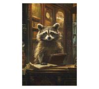 Jigsaw Puzzles for Adults 75x50cm/1000pcs Raccoon Library Reading Jigsaw Puzzle Toy Wall Decor Difficult Challenge Deal As Gifts for The Whole Family 75x50cm/1000pcs