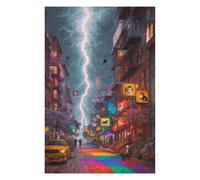 Jigsaw Puzzles for Adults 75x50cm/1000pcs Rainbow Cityscape with Lightning Strike Jigsaws for Adults Family Games Birthday Present Christmas Birthday Gifts 75x50cm/1000pcs