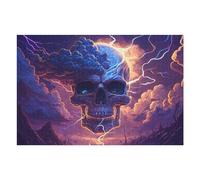 Jigsaw Puzzles for Adults 75x50cm/1000pcs Thunderstorm Skull Artwork Adult Jigsaw Hands-on Game Analysis And Logic Fun at Home Activities, 75x50cm/1000pcs