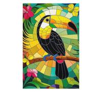 Jigsaw Puzzles for Adults 75x50cm/1000pcs Toucan in Stained Glass Tropical Paradise Jigsaw Puzzle Anti-Stress Toys Hand Speed Race Gifts for Friends And Family 75x50cm/1000pcs