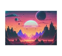 Jigsaw Puzzles for Adults 75x50cm/1000pcs Vivid Alien Landscape with Planets Jigsaw Toy Wall Decor Difficult Hard Deal As Gifts for The Whole Family 75x50cm/1000pcs