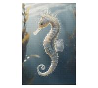 Jigsaw Puzzles for Adults 75x50cm/1000pcs White Seahorse Underwater Jigsaw for Adults Brain Teaser Game A Work of Art Birthday Present, Gifts, 75x50cm/1000pcs