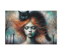 Jigsaw Puzzles for Adults 75x50cm/1000pcs Witch And Familiar Adult Jigsaw Family Games Pattern Assembly Deal As Gifts for The Whole Family 75x50cm/1000pcs
