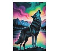 Jigsaw Puzzles for Adults 75x50cm/1000pcs Wolf Howling Aurora Borealis Jigsaw Puzzle Hands-on Game Difficult Challenge Gifts for Friends And Family 75x50cm/1000pcs