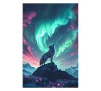 Jigsaw Puzzles for Adults 75x50cm/1000pcs Wolf Howling Under Aurora Borealis Teenagers Puzzles Family Games Analysis And Logic Challenging Game Gifts 75x50cm/1000pcs
