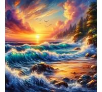 Jigsaw Puzzles for Adults 80 Pieces Sunset Wave Landscape, Puzzles for Adults, Challenging Game, Impossible Hard Challenge, Puzzle for Adult 80 Pieces
