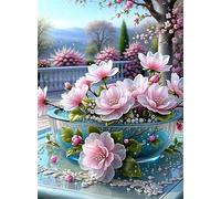 Jigsaw Puzzles for Adults 90 Piece Pink Flowers Garden, Jigsaws 90 pieces for adults Family Activity, Challenging puzzles Games, Colourful, Beautiful Decoration Puzzle