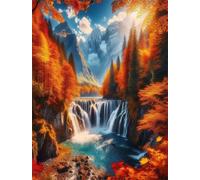 Jigsaw Puzzles for Adults 90 Pieces,Autumn Woodlands Waterfall jigsaw puzzle 25x20 cm Challenging DIY Puzzle for Home Decoration,Family puzzles Perfect for Game