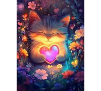 Jigsaw Puzzles for Adults 90 Pieces Cat Pink Heart, 25x20cm 90 pieces puzzles for adults, Educational Game Challenge Toy, Impossible Puzzle for Family Activity