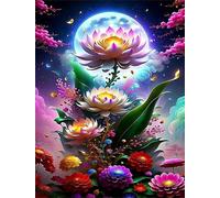 Jigsaw Puzzles for Adults 90 Pieces,Moon Lotus Landscape jigsaw puzzle 25x20 cm Challenging DIY Puzzle for Home Decoration,Family puzzles Perfect for Game