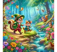 Jigsaw Puzzles for Adults 90 Pieces Squirrel River Flowers, Puzzles for Adults, Challenging Game, Impossible Hard Challenge, Puzzle for Adult 90 Pieces